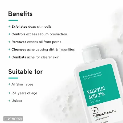 DERMATOUCH Salicylic Acid 2% Face Wash | For Acne  Oil Control | Suitable to All Skin Types | For both Men  Women | 100ml-thumb2