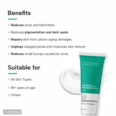 DERMATOUCH Glycolic 6% w/w Niacinamide 6% w/w Cream |For Anti-acne and Blemishes | For All Skin Types | For Both Men amp; Women | 30G-thumb2