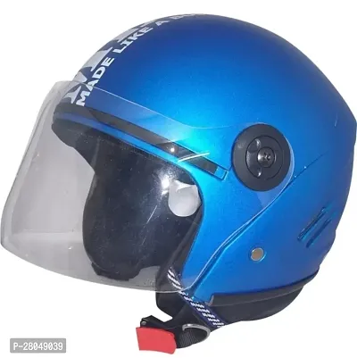 Open face helmet for men and women blue color Matt finish-thumb0