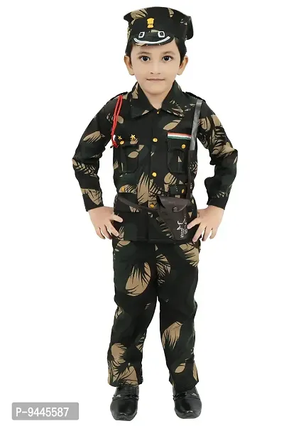 Multicolor Polyester Army Costume for Kids-thumb0