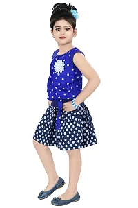 Chandrika Girl's Self Design Knee Length Sleeveless Top and Skirt Set-thumb1