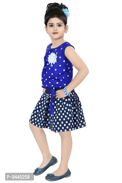 Chandrika Girl's Self Design Knee Length Sleeveless Top and Skirt Set-thumb2