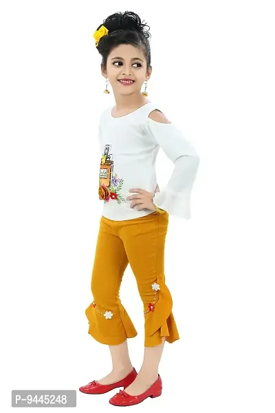 Chandrika Kids Capri Top Casual Set for Girls Mustard-thumb3