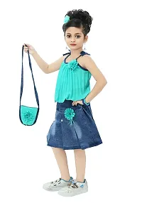 Chandrika Girl's Midi Top With Skirt (CPGL0023A-NEON-34_Neon Green_8 Years-9 Years)-thumb1
