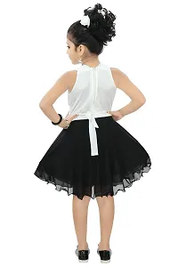 Chandrika Kids Party Midi Dress for Girls White-Black-thumb2