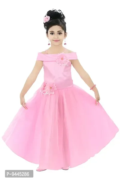 Chandrika Girl's Maxi Gown (CPGL0026-PINK-24_Pink_3-4 Years)