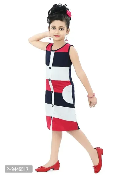 Chandrika Girls Striped Casual Midi Dress for Kids-thumb2