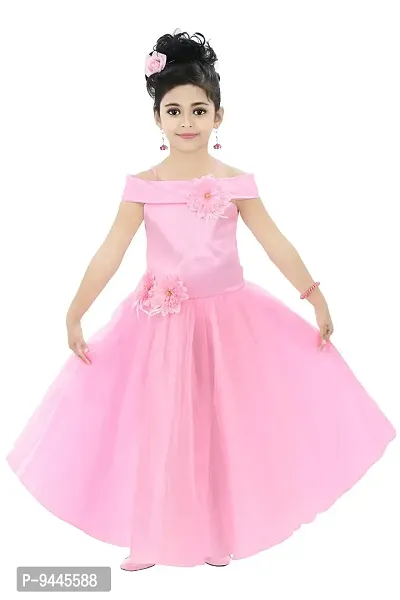 Chandrika Girl's Festive Gown Dress (Pink; 7-8 Years)