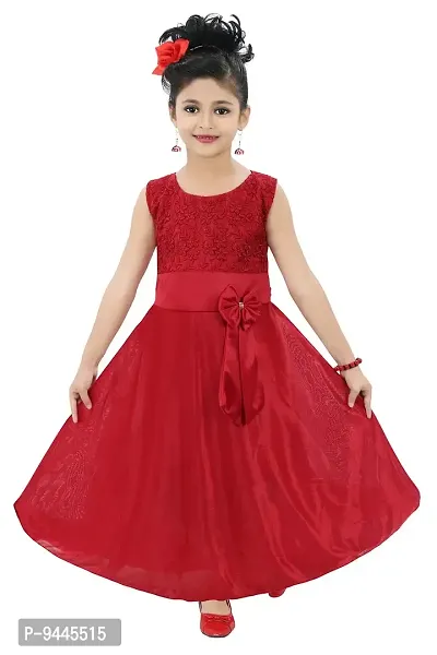 Chandrika Girl's Fit and Flare Maxi Gown Dress (CPGL0025A-MAROON-30_Red, Maroon_6-7 Years)