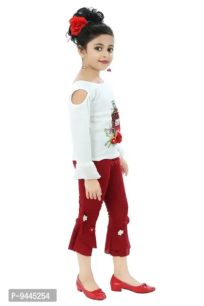 Chandrika Kids Capri Top Casual Set for Girls Maroon-thumb3