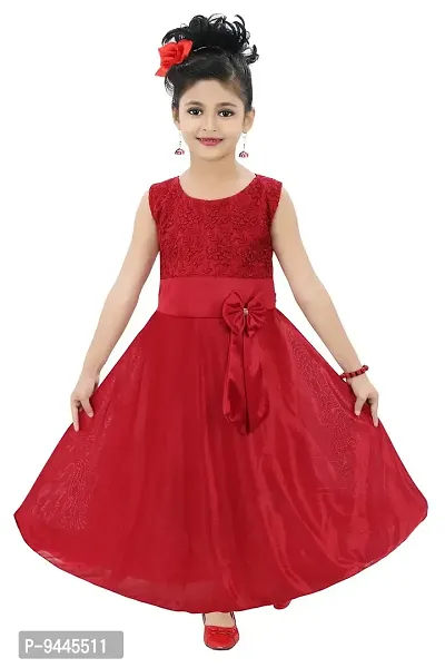 Chandrika Girl's Fit and Flare Maxi Gown Dress ( CPGL0025A-MAROON-28_Red, Maroon_5 Years-6 Years)