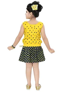 Chandrika Baby Girl's Self Design Knee Length Sleeveless A-Line Top and Skirt Set (CPGL014, Yellow, 12-24 Months)-thumb2
