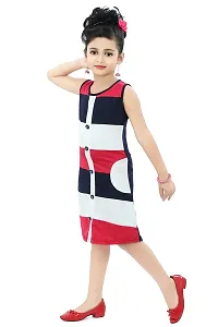 Chandrika Kids Striped Casual Midi Dress for Girls Red-thumb1