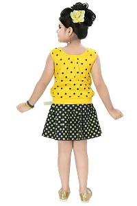 Chandrika Girl's Self Design Knee Length Sleeveless Top and Skirt Set-thumb2