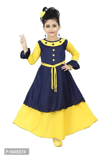 Chandrika Girls Maxi Fit And Flare Dress (CPGL0037A-YELLOW-22_YELLOW_2 Years-3 Years)