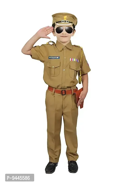 Khaki Polyester Police Costume for Kids
