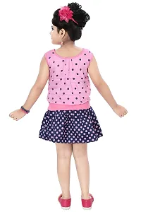 Chandrika Girl's Self Design Knee Length Sleeveless Top and Skirt Set-thumb2