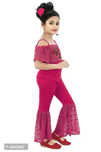 Chandrika Girl's Floral Applique Top and Pant Set-thumb2