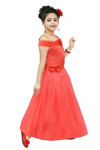 Chandrika Kids Floral Appliqu? Festive Gown Dress for Girls. Peach-thumb2