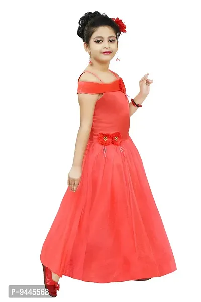 Chandrika Kids Floral Appliqu? Festive Gown Dress for Girls. Peach-thumb3