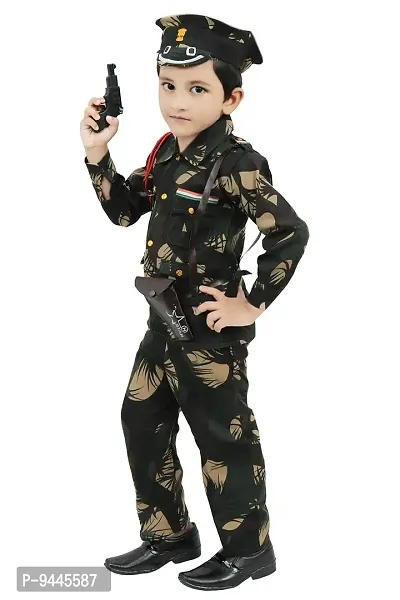 Multicolor Polyester Army Costume for Kids-thumb2