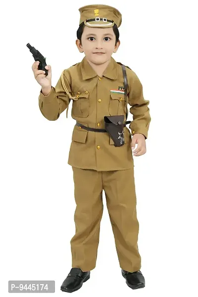 Khaki Polyester Police Costume for Kids
