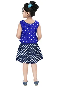 Chandrika Girl's Self Design Knee Length Sleeveless Top and Skirt Set-thumb2