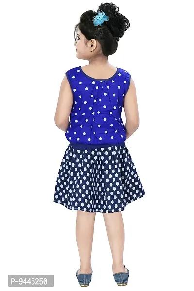 Chandrika Girl's Self Design Knee Length Sleeveless Top and Skirt Set-thumb3