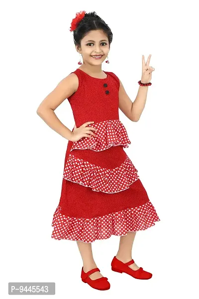 Chandrika Kids Ruffled Party Dress for Girls Red-thumb2