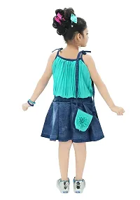 Chandrika Girl's Midi Top With Skirt (CPGL0023A-NEON-28_Neon Green_5 Years-6 Years)-thumb2
