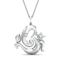 Chandrika Ganesh Gold and Rhodium Plated Alloy God Pendant for Men & Women Made with Cubic Zirconia-thumb1