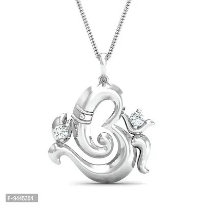 Chandrika Ganesh Gold and Rhodium Plated Alloy God Pendant for Men & Women Made with Cubic Zirconia-thumb2