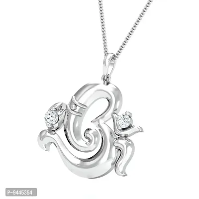 Chandrika Ganesh Gold and Rhodium Plated Alloy God Pendant for Men & Women Made with Cubic Zirconia