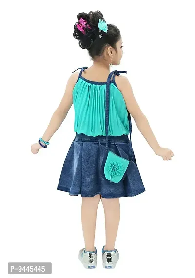 Chandrika Girls Casual Skirt and Top Set with Bag for Kids-thumb3