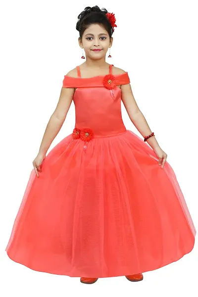 Chandrika Kids Floral Appliqu? Festive Gown Dress for Girls.