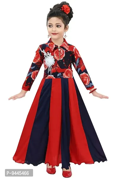 Chandrika Girls Full Length Gown Dress (5-6 Years) Red