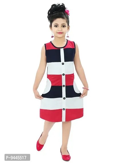 Chandrika Girls Striped Casual Midi Dress for Kids