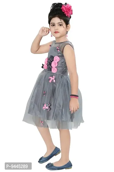 Chandrika Girl's Knee Length Dress ( CPGL0012-GREY _ Grey _ 12-24 Months )-thumb2