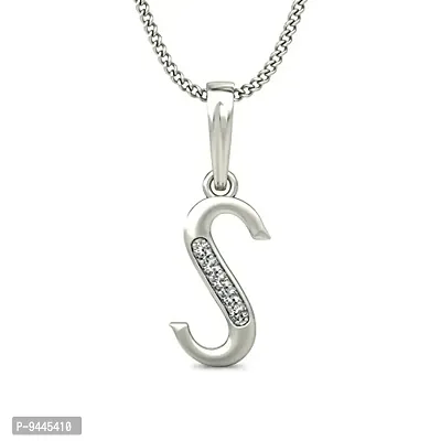 Chandrika Pearls Gems & Jewellers 24K Gold/Platinum Plated A-Z Letters Initial Pendant with Chain for Girls-thumb0