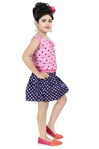 Chandrika Girl's Self Design Knee Length Sleeveless Top and Skirt Set-thumb1