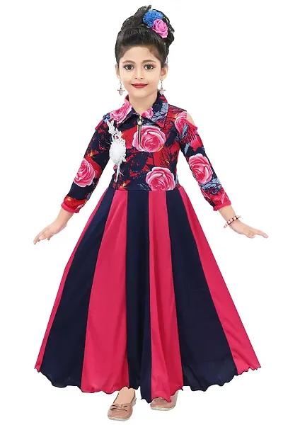 Chandrika Girls Full Length Gown Dress (9-10 Years) Red