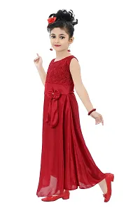 Chandrika Girl's Fit and Flare Maxi Gown Dress ( CPGL0025A-MAROON-28_Red, Maroon_5 Years-6 Years)-thumb1