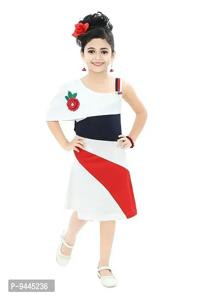 Chandrika Kids Casual One-Shoulder Midi Dress for Girls-thumb0