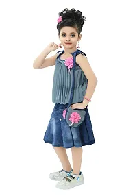 Chandrika Girls Casual Skirt and Top Set with Bag for Kids-thumb2
