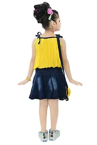 Chandrika Kids Casual Skirt and Top Set with Sling Bag for Girls Yellow-thumb2
