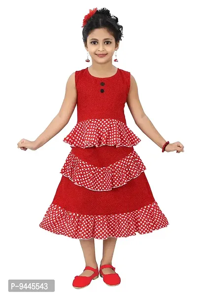 Chandrika Kids Ruffled Party Dress for Girls Red