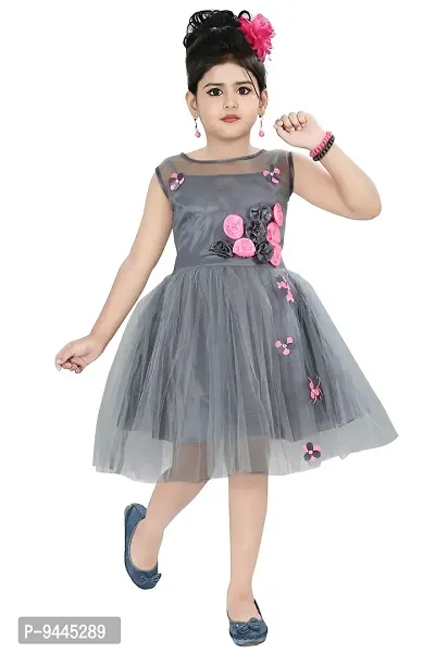 Chandrika Girl's Knee Length Dress ( CPGL0012-GREY _ Grey _ 12-24 Months )-thumb0