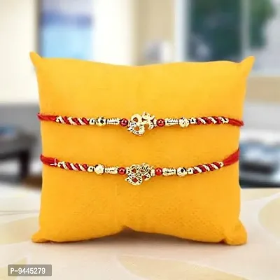 Chandrika Set of 2 Crystal Studded Multi-Colour Rakhi for Men/Boys-thumb2