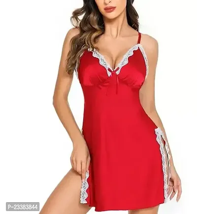 Elegant Red Satin Lace Baby Dolls For Women