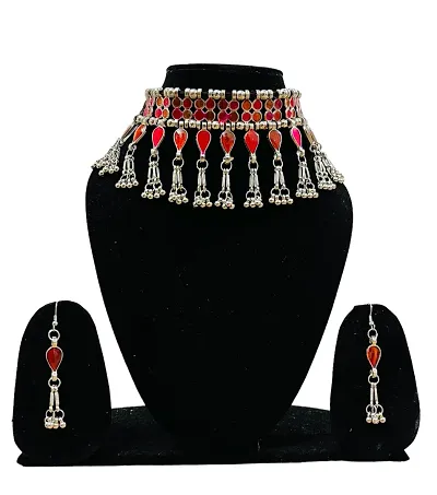 Meenakari Oxidised Choker Necklace Jewellery Set  For Women | Necklace set for women stylish